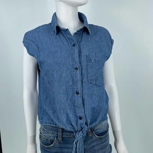Madewell Women's Denim Sleeveless Tie-Front Top Size Medium